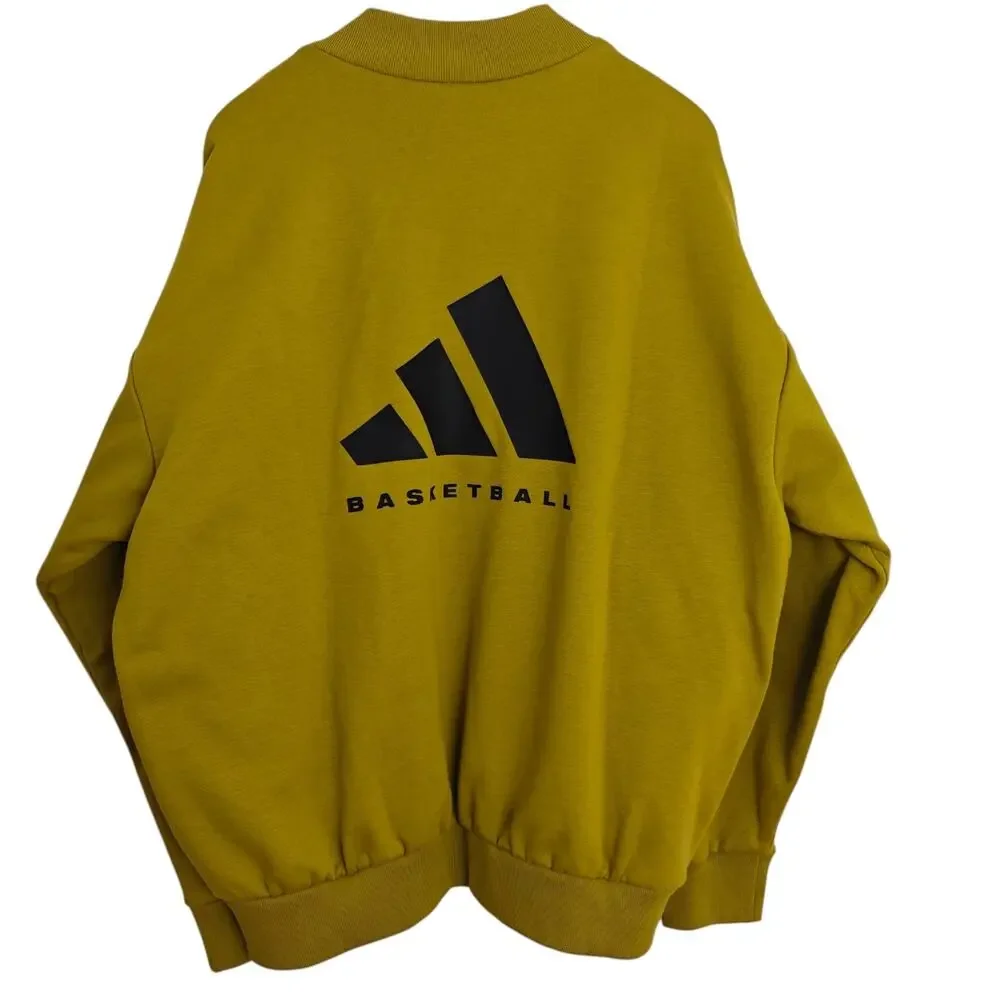 Adidas One Fleece Basketball Crewneck Sweatshirt Pulse Olive Zip Pockets Med NWT